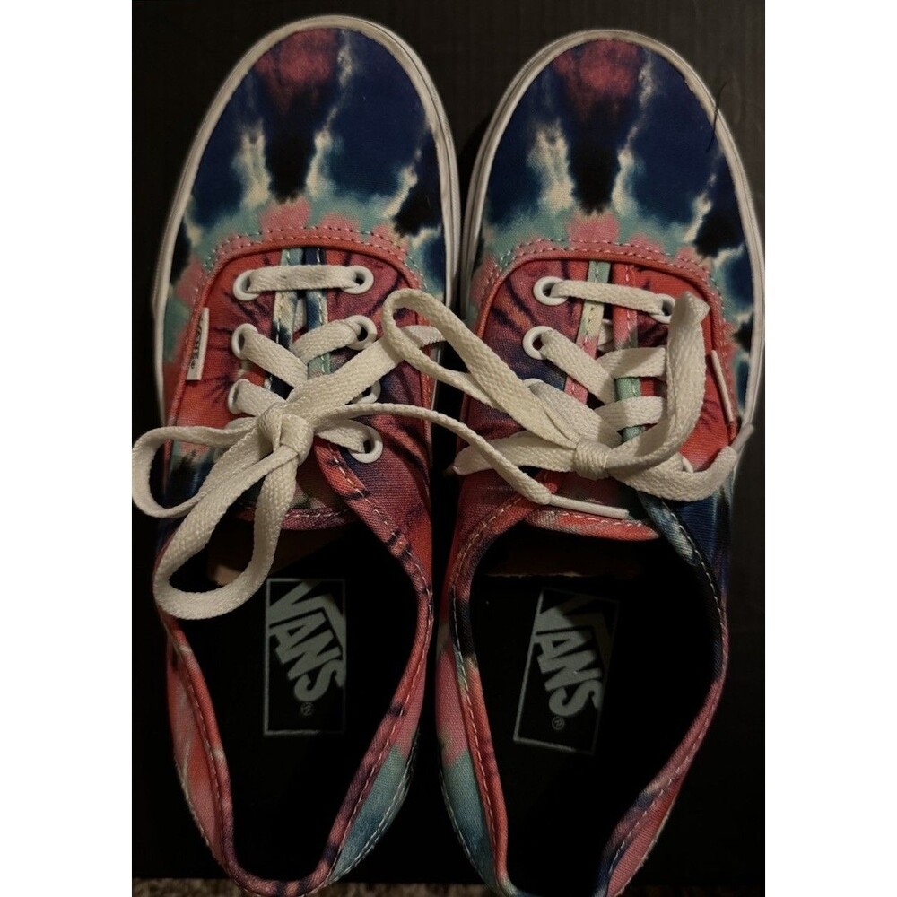 EUC VANS Authentic Women's Tie Dye Multi True White Canvas Low Top Sz M6 W7.5